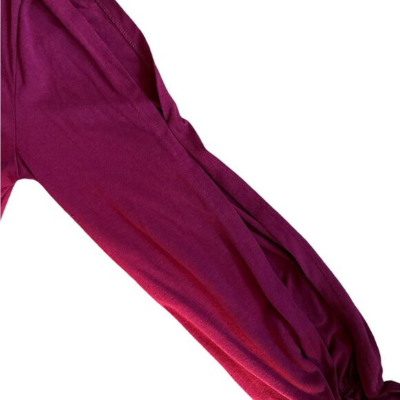 Boutique Burgundy Wine Red Cold Shoulder Tie Sleeves Dress /Tunic - Size Large. - Picture 6 of 8